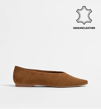Genuine leather high vamp ballet flat