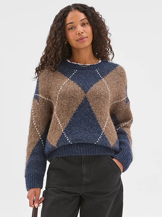 Oversized argyle knit jumper