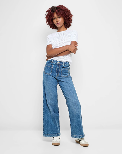 Petites Mila  wide leg full length jean