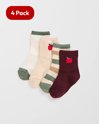 Baby Australian Cotton blend 4 Pack rib crew socks