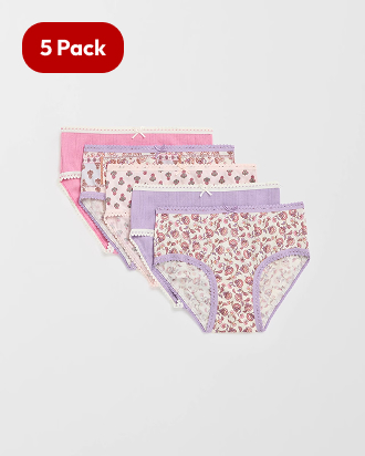 Maxx Australian Cotton  5 Pack younger girls pointelle/rib briefs