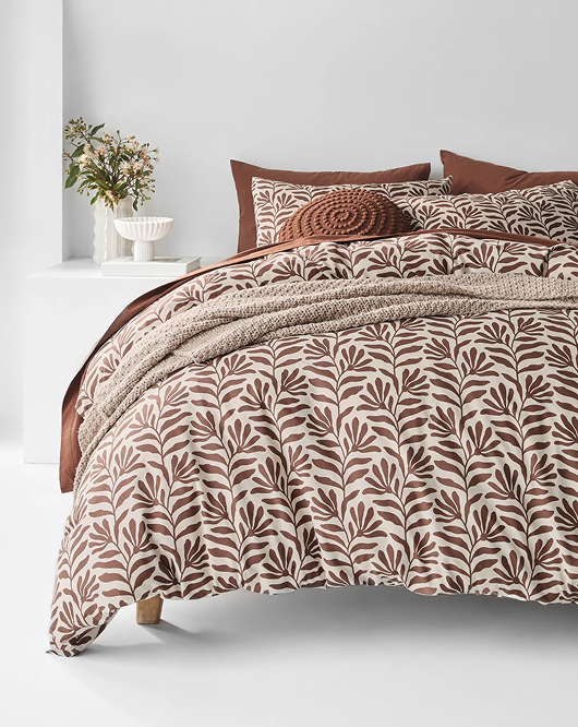 Botanical print cotton quilt cover set
