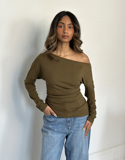 Lily Loves Asymmetrical Top - Deep Moss