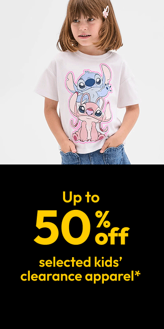 Up to 50% off selected kids’ clearance apparel*