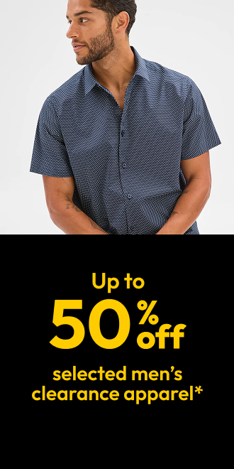 Up to 50% off selected men’s clearance apparel*