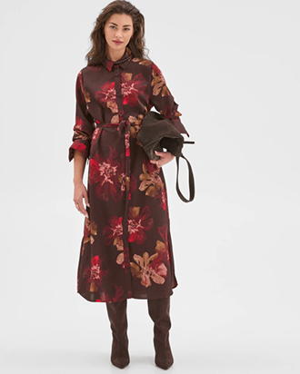 Petites Long Sleeve Wrap Detail Shirt Dress