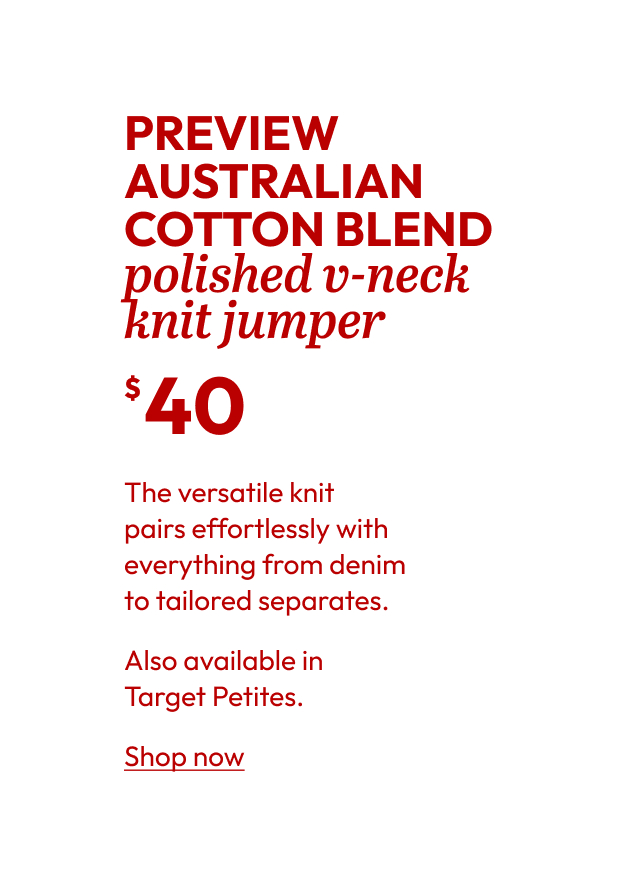 PREVIEW AUSTRALIAN COTTON BLEND polished v-neck knit jumper