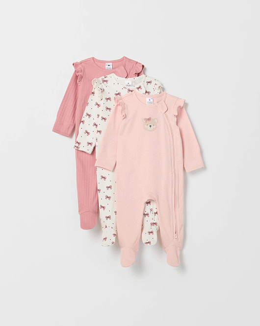 Baby organic cotton 3 pack zip coverall