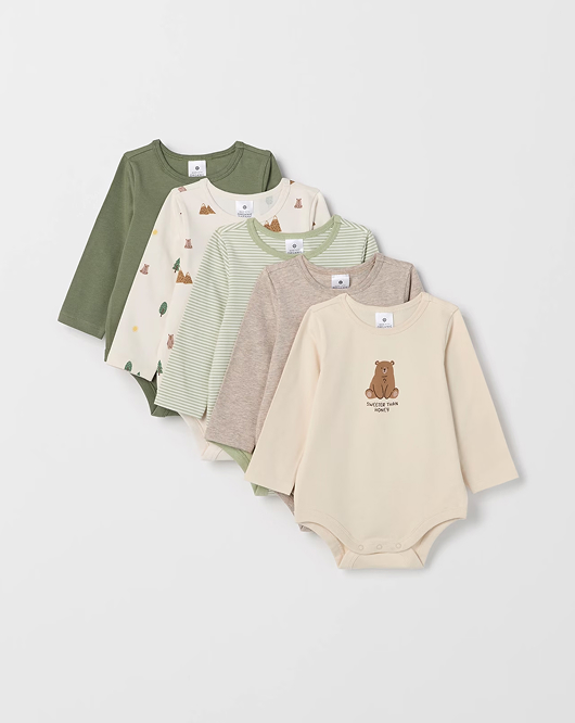 Baby organic cotton 5 pack print bodysuit