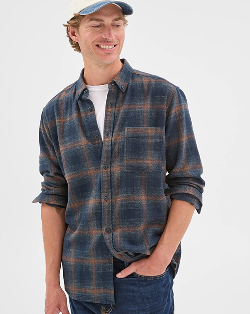 Long sleeve textured Australian cotton shirt