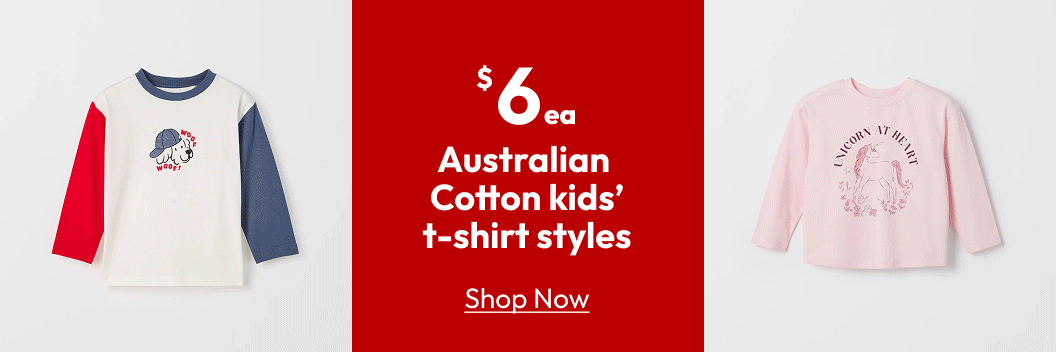 Australian Cotton kids’ t-shirt styles