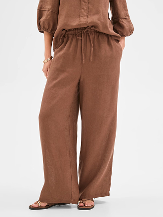 European linen wide leg pants