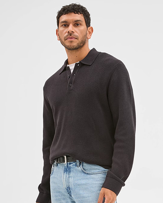 Australian Cotton lightweight long sleeve polo neck knit jumper