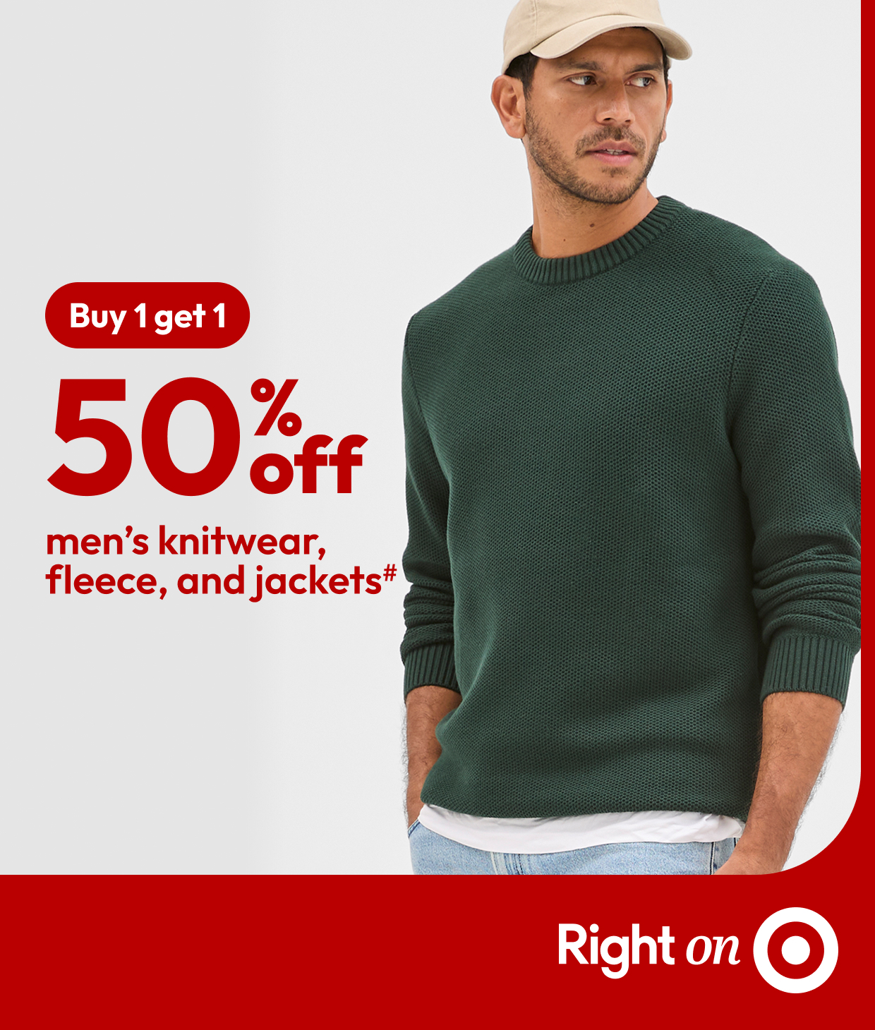 50% off men’s knitwear, fleece, and jackets#