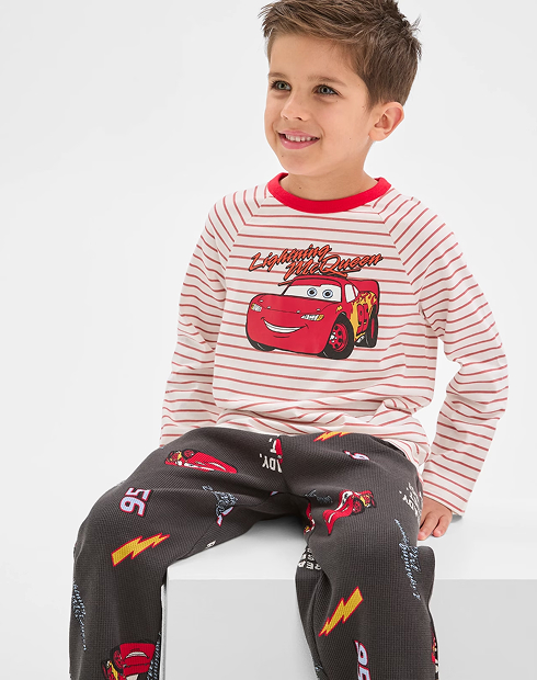 Boys 1-8 Disney Cars Organic Cotton jersey/waffle PJ set