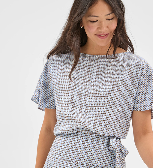 Preview short flutter sleeve textured blouse
