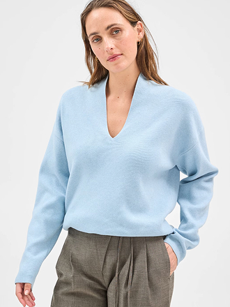 Preview Australian Cotton blend long sleeve deep v-neck jumper