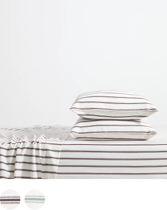 Taylor stripe flannelette sheet set