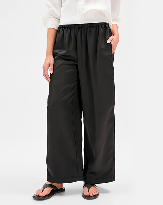 Petites wide leg satin pants