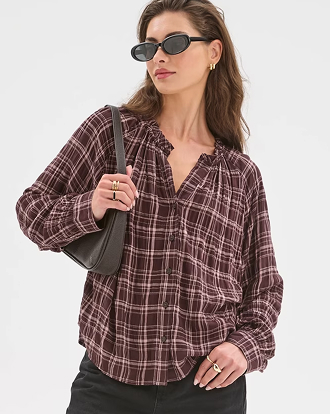 Petites long sleeve tie cuff blouse