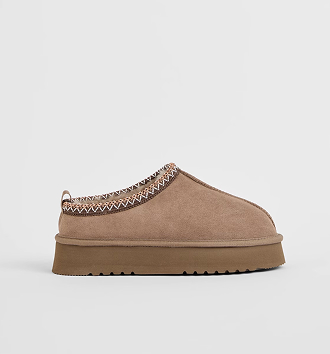 Australian Design Ugg sheepskin and leather tape collar mule