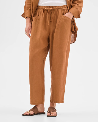 European linen tapered pants