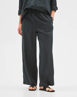 European linen wide leg pants