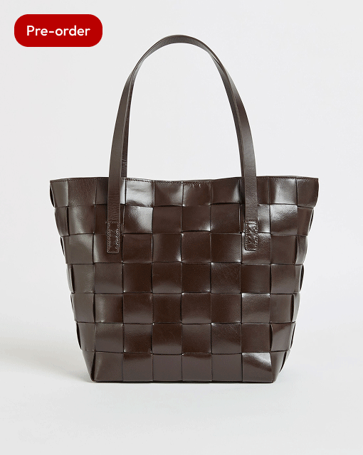 Genuine leather weave tote