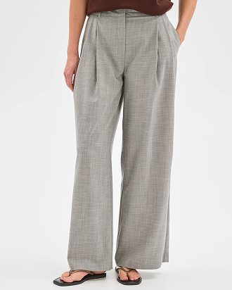 Preview double pleat wide leg pants