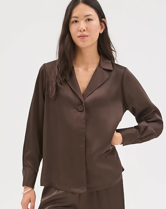Preview long sleeve satin shirt