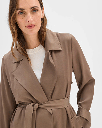 Satin drape trench coat