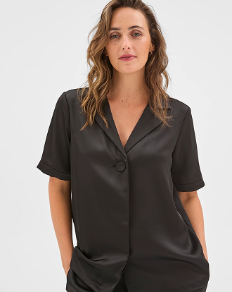 Preview short sleeve satin shirt