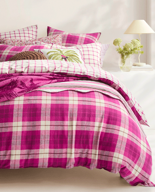 Check Linen Cotton quilt cover set