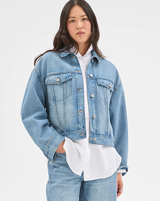 Cocoon sleeve denim jacket