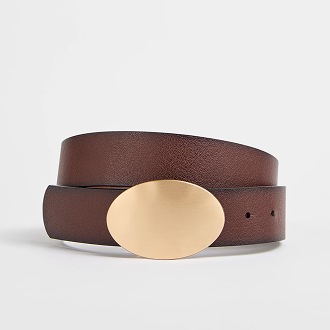 Genuine leather statement buckle belt
