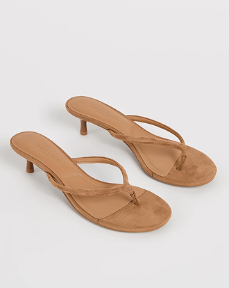 Genuine suede leather thong heels