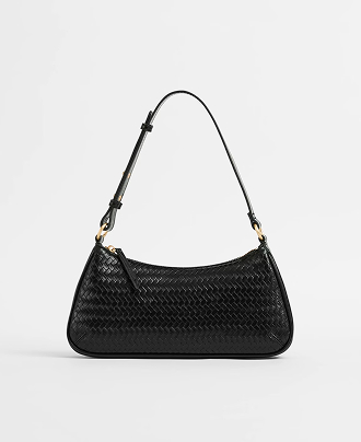 Mini embossed weave shoulder bag