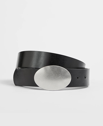 Genuine leather statement buckle belt