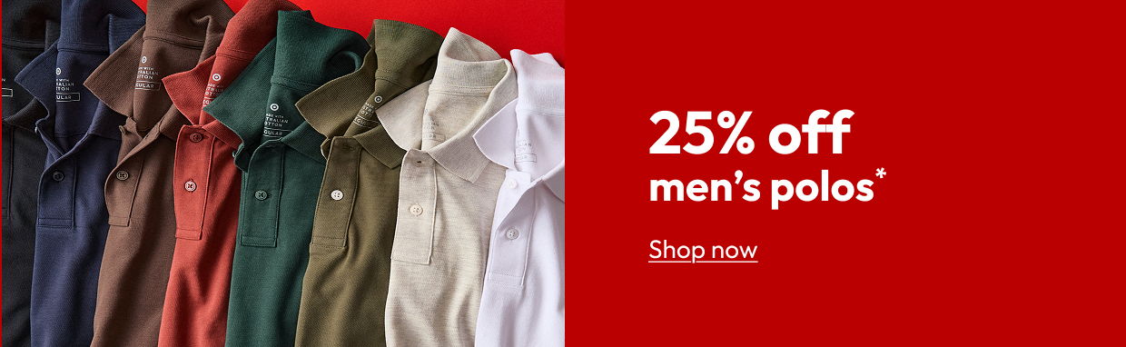 25% off men’s polos*
