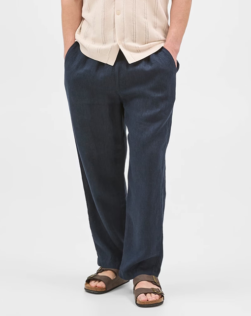 European linen wide-leg pants