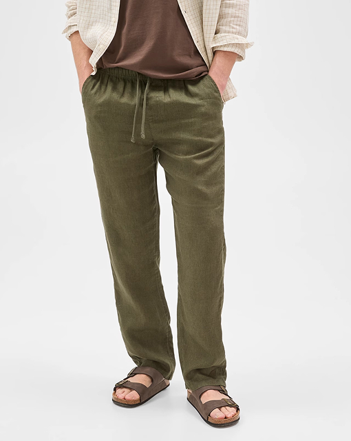 European linen full-length pants