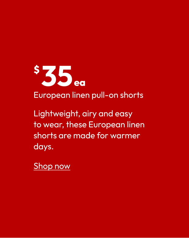 European linen pull-on shorts