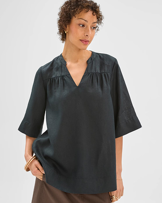 European linen v-front tunic top