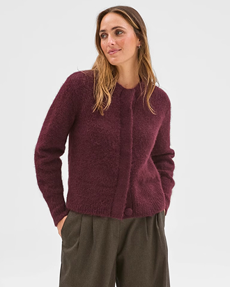 Preview long sleeve plush cardigan*