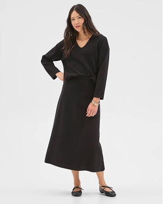 Preview Australian Cotton blend a-line polished midi skirt*