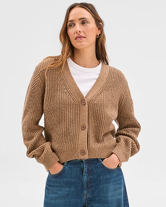 Australian Cotton blend v-neck knit cardigan*