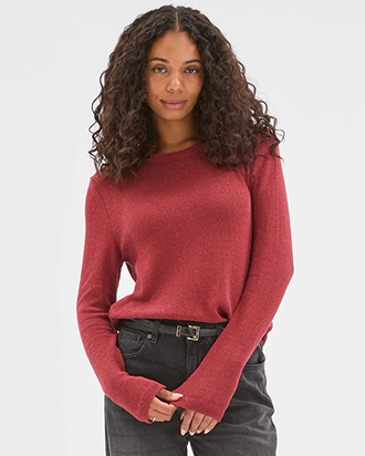 Australian Cotton blend long sleeve step hem textured knit top*