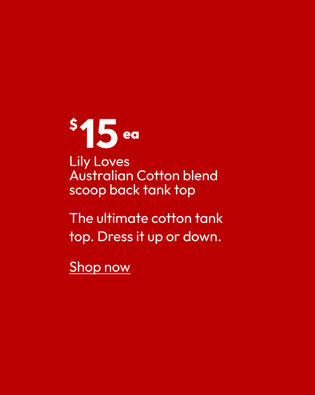 Lily Loves Australian Cotton blend scoop back tank top