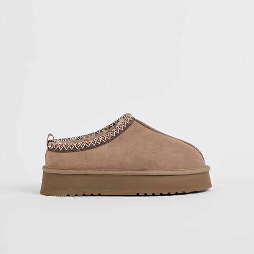 Australian Design Ugg sheepskin and leather tape collar mule