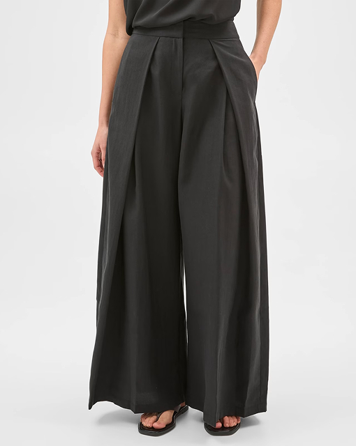 Preview crossover pleated wide-leg pants